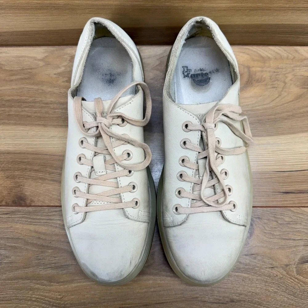 Dr Martens Dante Beige Nubuck Leather Mens 8 Casual Chunky Oxfords Womens 9‎